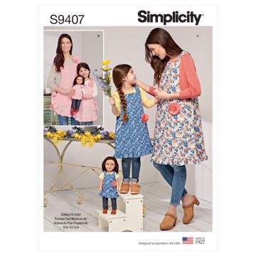 Simplicity Sewing Pattern 9407 (A) - Childrens, Misses & Doll Aprons SS9407A 