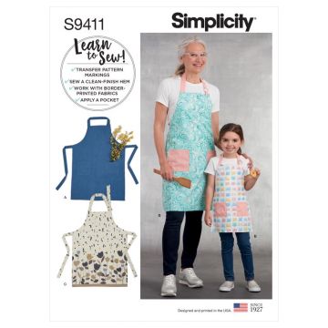 Simplicity Sewing Pattern 9411 (A) - Childrens & Misses Aprons S-L SS9411A S-L