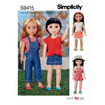 Simplicity Sewing Pattern 9415 (OS) - 14" Doll Clothes One Size SS9415OS 