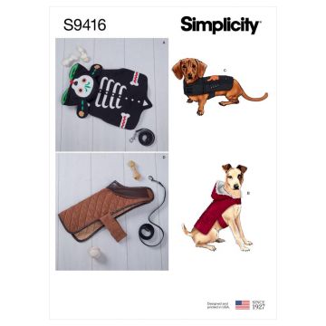 Simplicity Sewing Pattern 9416 (A) - Dog Coats S-L SS9416A S-L
