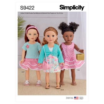 Simplicity Sewing Pattern 9422 (OS) - 18" Doll Clothes One Size SS9422OS 