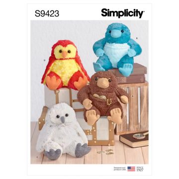 Simplicity Sewing Pattern 9423 (OS) - Stuffed 8" Animals One Size SS9423OS 