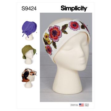 Simplicity Sewing Pattern 9424 (A) - Misses Hats & Headband S-L SS9424A S-L