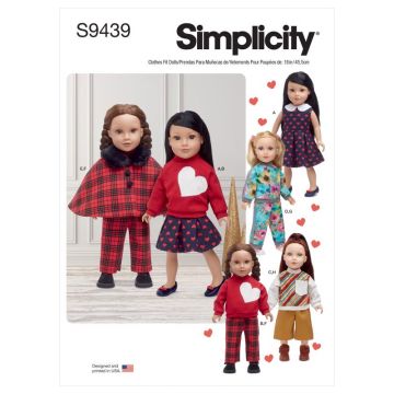 Simplicity Sewing Pattern 9439 (OS) - 18" Doll Clothes One Size