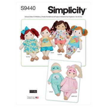 Simplicity Sewing Pattern 9440 (OS) - Plush Dolls with Clothes One Size