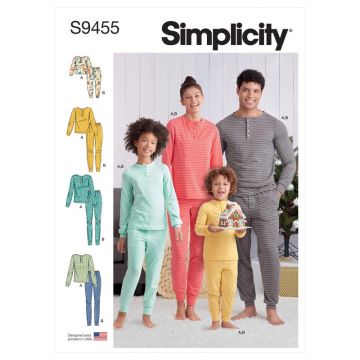 Simplicity Sewing Pattern 9455 (AA) - Adult & Child Pants & Top XS-L & XS-XL