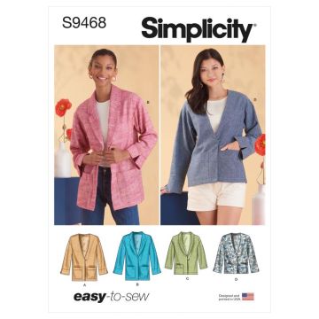 Simplicity Sewing Pattern 9468 (H5) - Misses Unlined Jacket 6-14