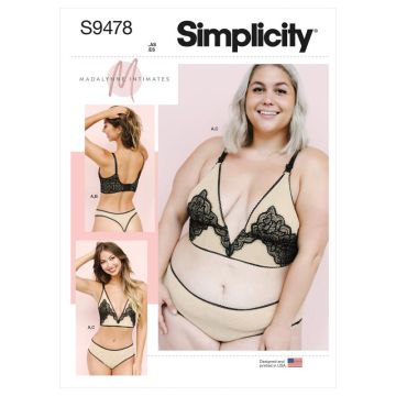 Simplicity Sewing Pattern 9478 (A) - Misses Bralette & Panties All Sizes