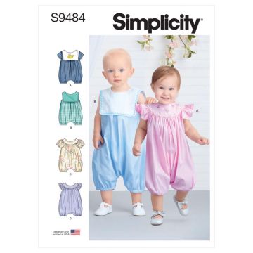 Simplicity Sewing Pattern 9484 (A) - Babies Rompers XXS-L