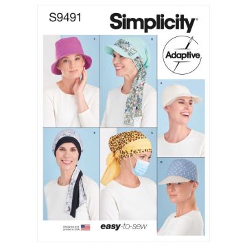 Simplicity Sewing Pattern 9491 (A) - Chemo Head Coverings S-L