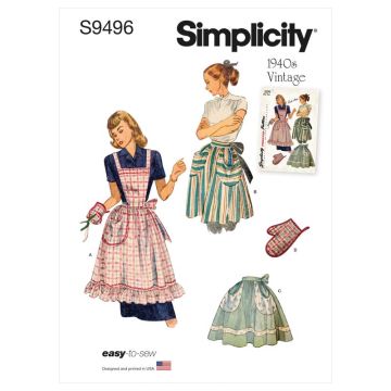 Simplicity Sewing Pattern 9496 (OS) - Misses Vintage Apron One Size