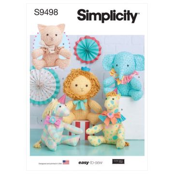 Simplicity Sewing Pattern 9498 (OS) - Easy Plush Animals One Size