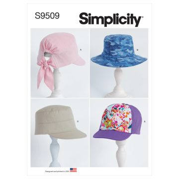 Simplicity Sewing Pattern 9509 (AA) - Adult & Children Hats XS-L