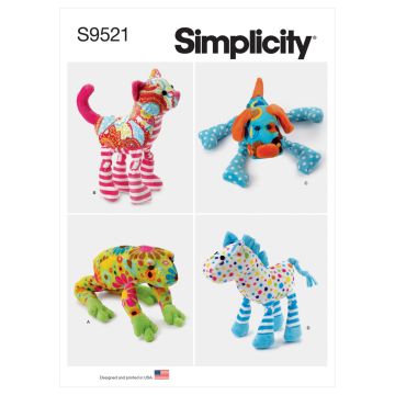 Simplicity Sewing Pattern 9521 (OS) - Plush Animals One Size