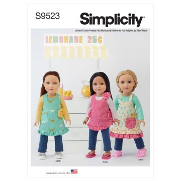 Simplicity Sewing Pattern 9523 (OS) - 18 Inch Doll Clothes One Size