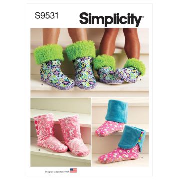 Simplicity Sewing Pattern 9531 (A) - Slippers XS-XL