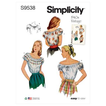 Simplicity Sewing Pattern 9538 (D5) - Misses Blouses 4-12