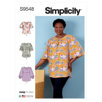 Simplicity Sewing Pattern 9548 (FF) - Womens Top & Tunic 18-24