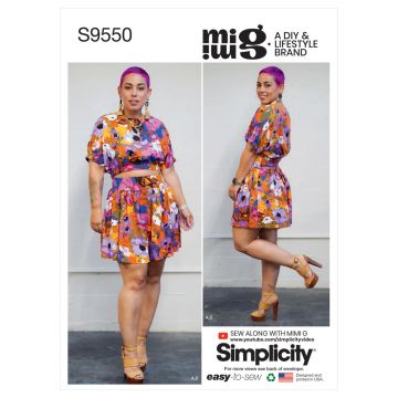 Simplicity Sewing Pattern 9550 (R5) - Misses Tops Skirt & Shorts 14-22