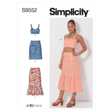 Simplicity Sewing Pattern 9552 (H5) - Misses Top & Skirts 6-14