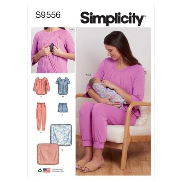 Simplicity Sewing Pattern 9556 (A) - Nursing Tops Pants Shorts Blanket XS-XL
