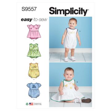 Simplicity Sewing Pattern 9557 (A) - Babies Romper XXS-L