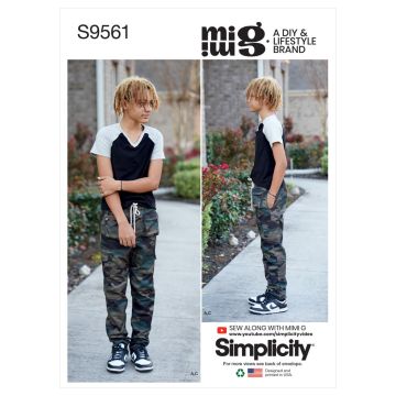 Simplicity Sewing Pattern 9561 (A) - Boys Knit Top Woven Pants & Shorts 8-16
