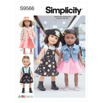 Simplicity Sewing Pattern 9566 (OS) - 18 Inch Doll Clothes One Size