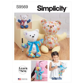 Simplicity Sewing Pattern 9569 (A) - Plush Memory Bears S-L