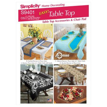 Simplicity Sewing Pattern 9401 (OS) - Tabletop Accessories & Chair Pad  SS9401OS One Size