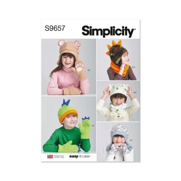 Simplicity Sewing Pattern 9657 (A) Children's Hats, Mittens, Cowl Scarves  S-L