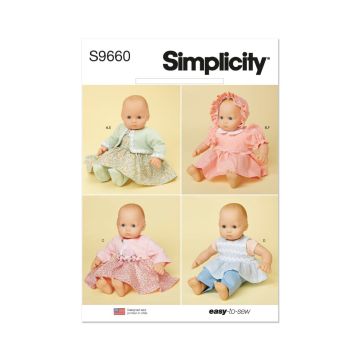Simplicity Sewing Pattern 9660 (OS) 15" Baby Doll Clothes  One Size