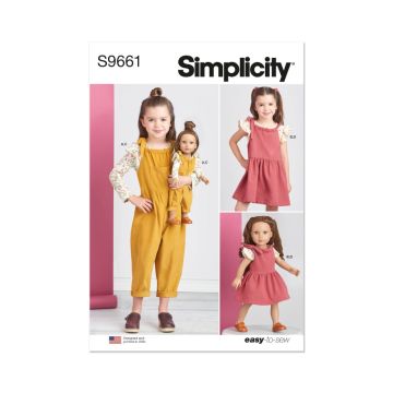 Simplicity Sewing Pattern 9661 (A) Childs Doll Clothes for 18" Doll  3-8