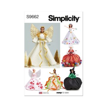 Simplicity Sewing Pattern 9662 (OS) Holiday Fashion Doll Clothes  One Size