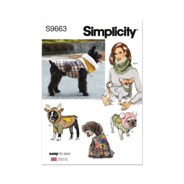 Simplicity Sewing Pattern 9663 (A) Pet Coats and Cowls and Adult Cowl  OS