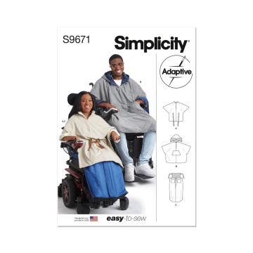 Simplicity Sewing Pattern 9671 (A) Poncho and Wheelchair Blanket  S-L