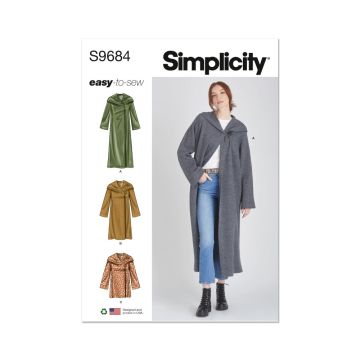 Simplicity Sewing Pattern 9684 (H5) Misses' Hooded Coat & Jacket  6-14