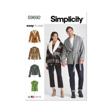 Simplicity Sewing Pattern 9692 (A) Unisex Jacket, Vest, and Belt  XS-XXL