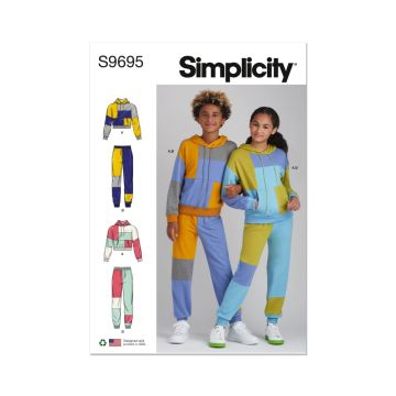 Simplicity Sewing Pattern 9695 (A) Girls' and Boys' Hoodie & Jogger Set  8-14