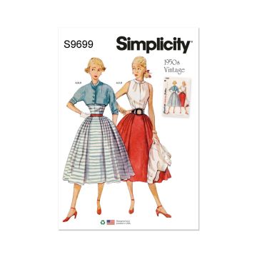 Simplicity Sewing Pattern 9699 (H5) Vintage Skirt & Blouse  6-14