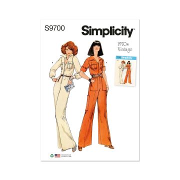 Simplicity Sewing Pattern 9700 (Y5) Misses' Vintage Jumpsuit  18-26