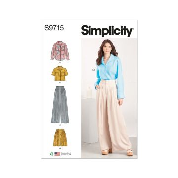 Simplicity Sewing Pattern 9715 (Y5) Misses Shirt, Pants and Shorts  18-26