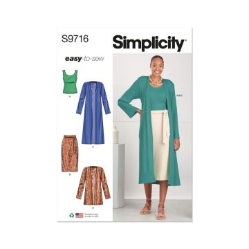 Simplicity Sewing Pattern 9716 (P5) Misses Top, Cardigan and Skirt  12-20