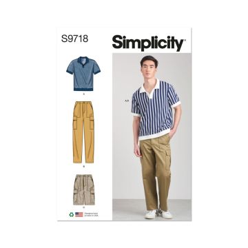 Simplicity Sewing Pattern 9718 (AA) Men's Knit Top, Cargo Pants  38-46