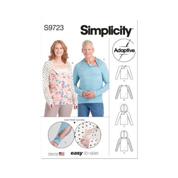 Simplicity Sewing Pattern 9723 (A) Dual Port Access Chemo Top Hoodie  XS-XL