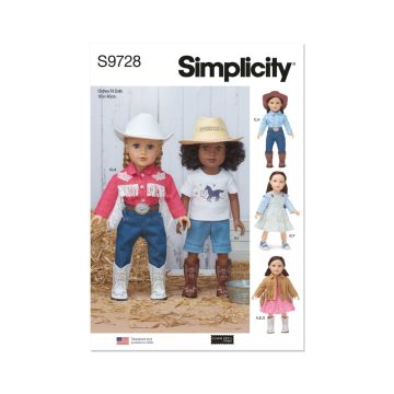 Simplicity Sewing Pattern 9728 (OS) 18" Doll Clothes Elaine Heigl Design  OS