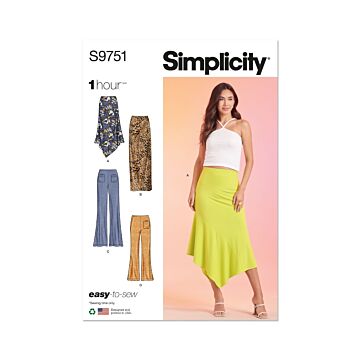 Simplicity Sewing Pattern 9751 (D5) Misses' Knit Skirts and Pants  4-12