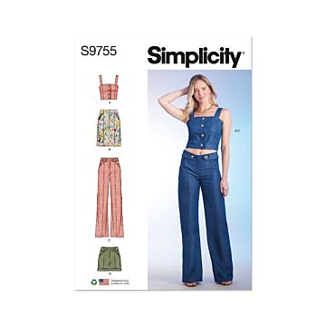 Simplicity Sewing Pattern 9755 (H5) Misses' Top Skirt Pants and Shorts  6-14
