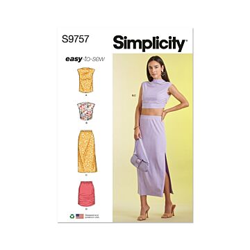 Simplicity Sewing Pattern 9757 (A)Misses Knit Top & Skirt in Two Lengths  S-XXL