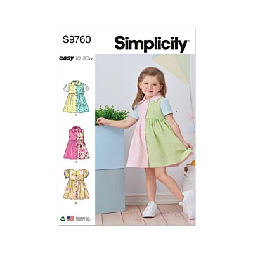 Simplicity Sewing Pattern 9760 (A) Toddlers Dress Sleeve Variations  6m-4y